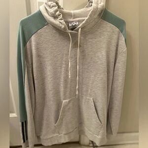 Adidas large oversized hoodie sweater, cream with teal